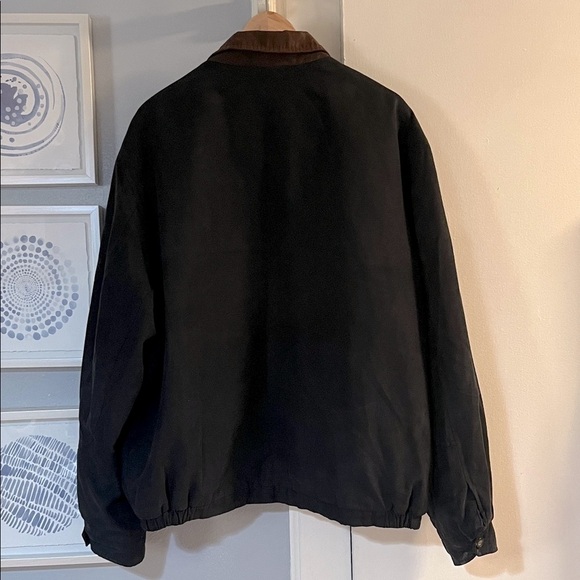 Weather Tamer Men's Faux Suede Black Jacket with Brown Collar Size XL - Picture 2 of 7